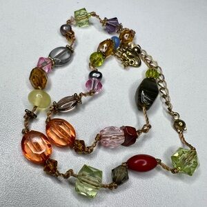 Vintage Handmade Colorful Glass Beaded Choker Necklace 14”